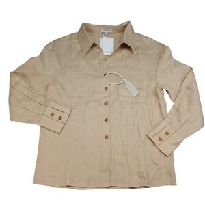 Petite Studio NYC Benoite Linen Shirt Ecru Beige XXS S2520-2 NWT